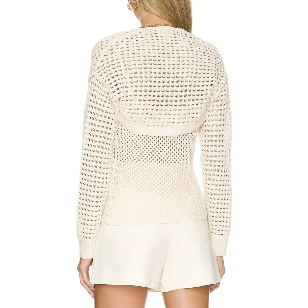 L'Agence NWT Sammy Ecru Crochet Knit Tank & Shrug Cardigan Set XXS $330